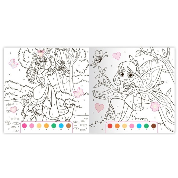 Раскраска по номерам с наклейками «Волшебный мир», 16 стр.