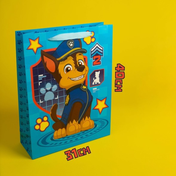 Пакет подарочный вертикальный Поздравляю, Щенячий патруль, 31х40х11 см