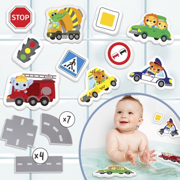 Пазл - игрушка для игры в ванной «Транспорт», 22 детали, EVA
