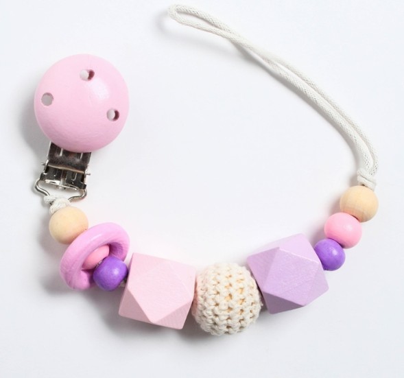 Держатель для пустышки «Колечко», дерев., цвет розовый