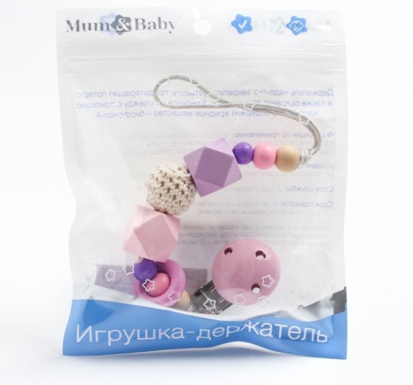 Держатель для пустышки «Колечко», дерев., цвет розовый