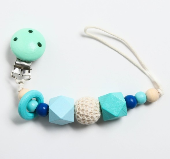 Держатель для пустышки «Колечко», дерев., цвет бирюзовый