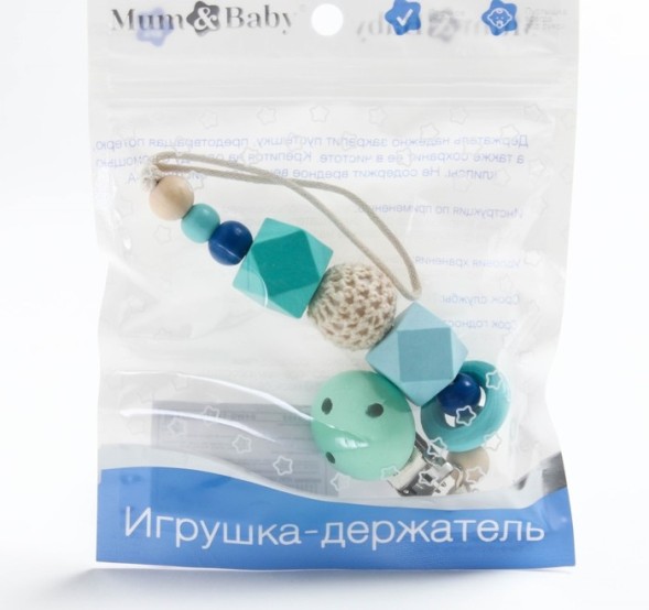 Держатель для пустышки «Колечко», дерев., цвет бирюзовый