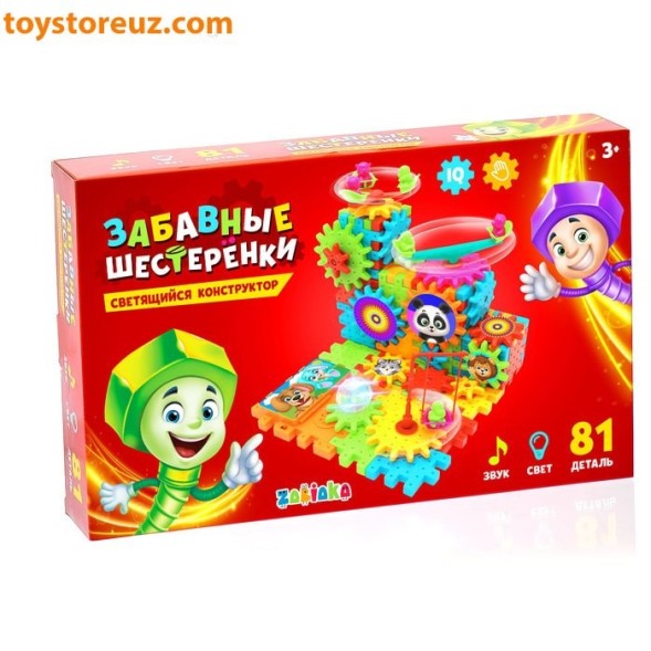 Конструктор «Забавные шестерёнки», световые и звуковые эффекты, работает от батареек, 81 деталь