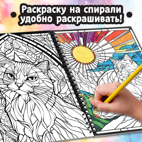 Раскраска - антистресс «Кэтсбук», 100 картинок, формат А4