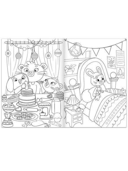 Раскраска «Новый год у зверят», 16 стр., формат А4