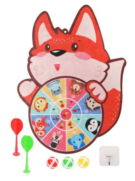 Дартс на липучках MOBY KIDS Лисичка, поле 23 см, 2 дротика и 3 шарика