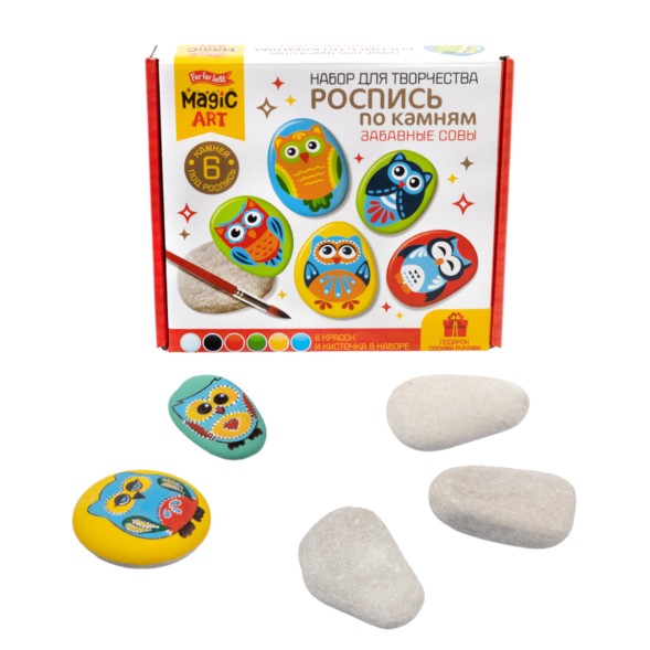 Роспись по камням «Забавные совы» (6 камней). Десятое королевство