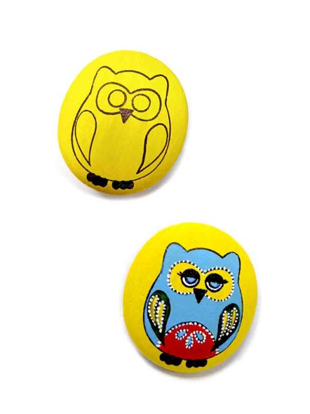 Роспись по камням «Забавные совы» (6 камней). Десятое королевство