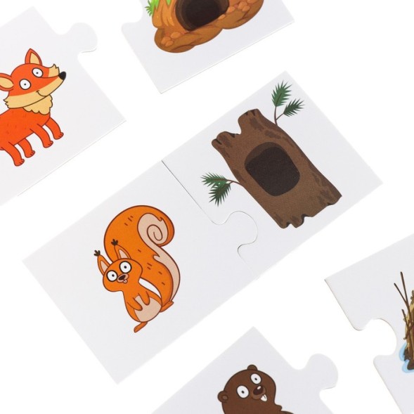 Парные пазлы "Кто где живёт?" Синий трактор, 12 пар