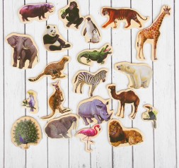 Деревянные магниты «Дикие животные», набор 20 шт.