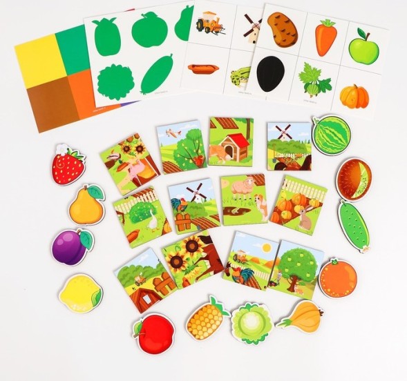 Умное лото. Фрукты и овощи, 24 фишки