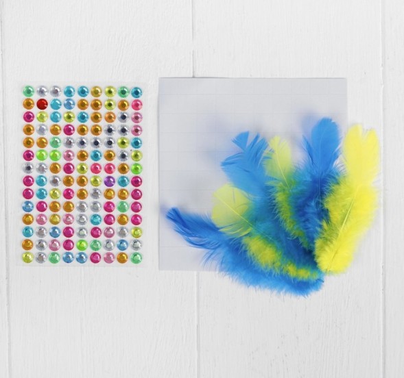 Набор для творчества. Аппликации перьями и стразами «Какаду» 21 х 14,8 см