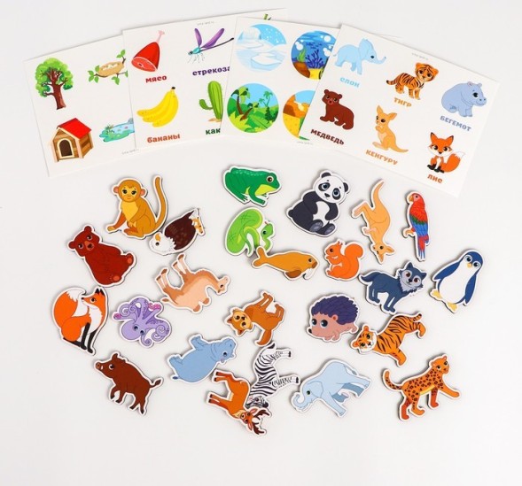 Умное лото. Животные, 24 фишки