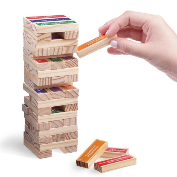 Падающая башня-дженга. «Викторина», 54 бруска