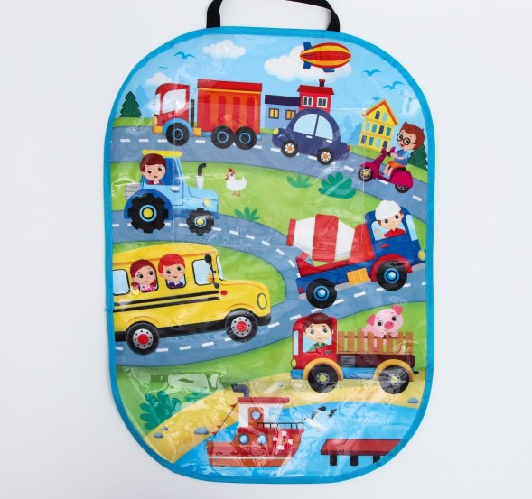 Чехол-незапинайка на автомобильное кресло с карманом «Транспорт»