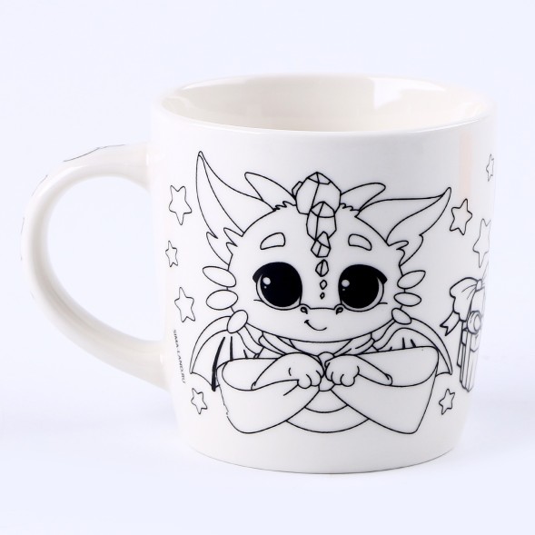 Кружка под раскраску «Дракончик» с мягкой игрушкой, 300 мл