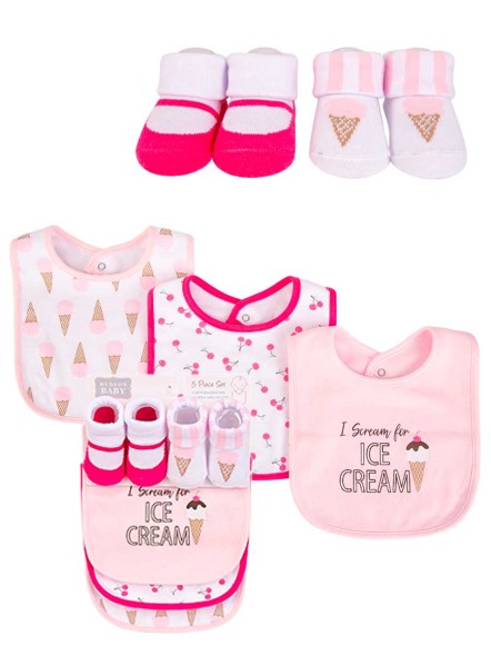 Набор нагрудников и носочков Мороженое, 0-9 мес
