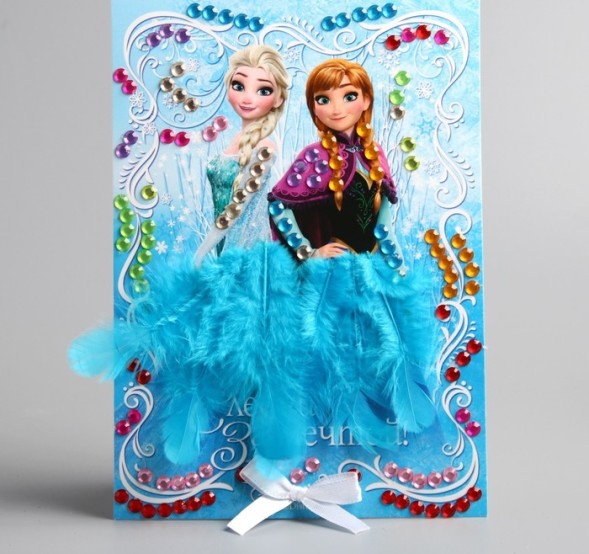 Аппликация перьями и стразами "Следуй за мечтой!", Холодное сердце