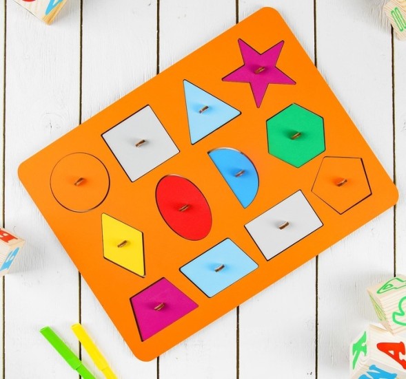 Рамки-вкладыши М.Монтессори «Геометрия», цвет микс