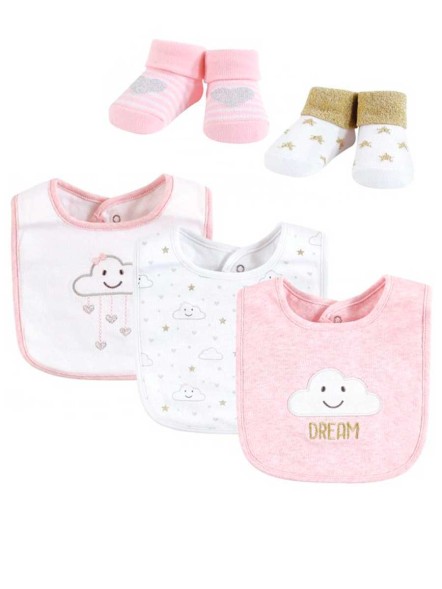Набор нагрудников и носочков Облачко, 0-9 мес