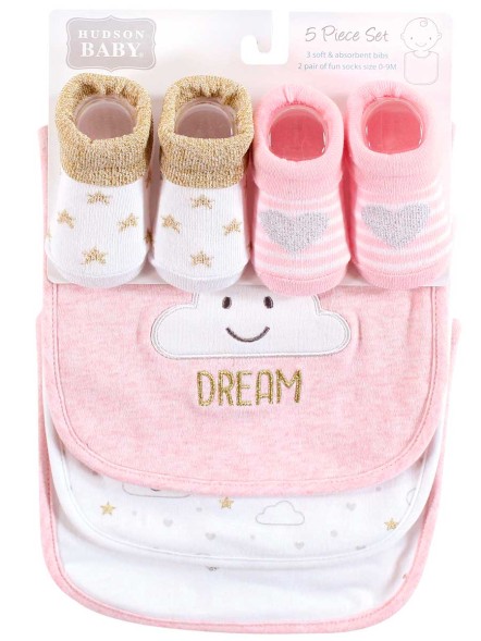 Набор нагрудников и носочков Облачко, 0-9 мес