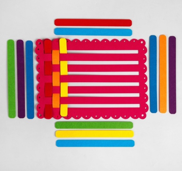 Коврик - плетёнка, из фетра, цвет микс