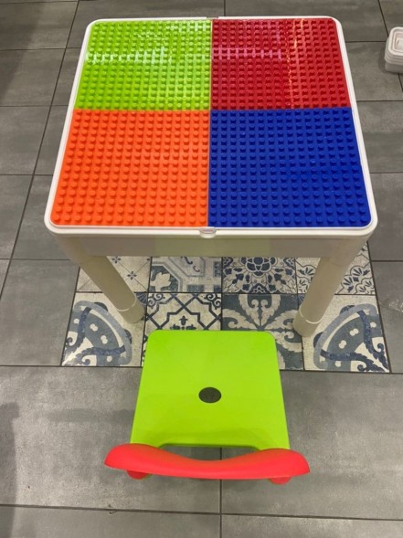 Столик 3 в 1 панель Lego+Песочница+Стол, 100 деталей блоков