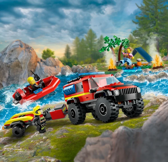 Конструктор LEGO City Пожарная машина 4x4 со спасательной лодкой 60412