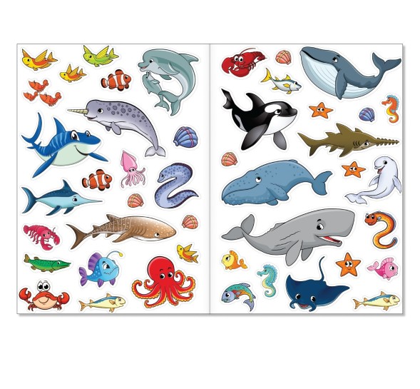 Наклейки многоразовые «Морские животные», формат А4