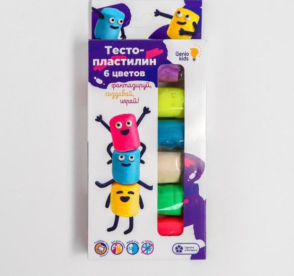 Тесто-пластилин 6 цветов Genio Kids