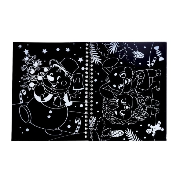 Новый год! Книга для творчества «Гравюры. Зверята»