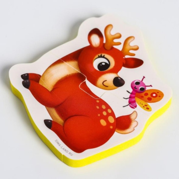 Макси - пазлы для ванны (головоломка), «Лесные зверята», 5 пазлов 10 деталей