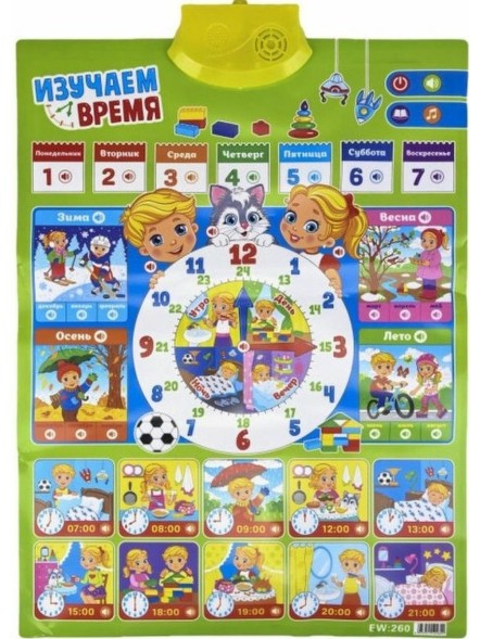 Обучающий плакат «Изучаем время», звуковые эффекты
