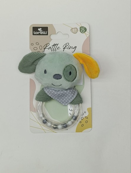 Детская плюшевая игрушка кольцо-погремушка Lorelli Пес