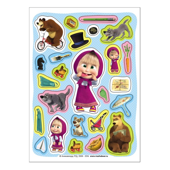 Альбом наклеек Росмэн Маша и Медведь, 100 наклеек