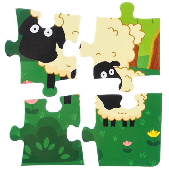 Набор пазлов 4 в 1 «Синий трактор»