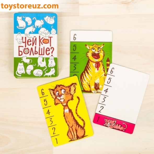 Настольная развивающая игра «Чей кот больше?», 36 карточек
