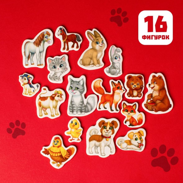 Развивающие магниты «Мамы и малыши», 16 шт., Лесная мастерская