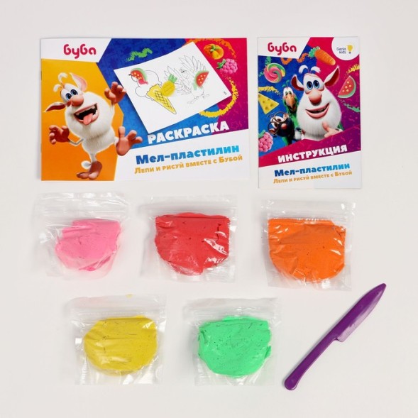 Набор для детского творчества «Мел-пластилин. Лепи и рисуй вместе с Бубой», Genio Kids