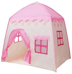 Детская игровая палатка "Домик с окошками", розовая