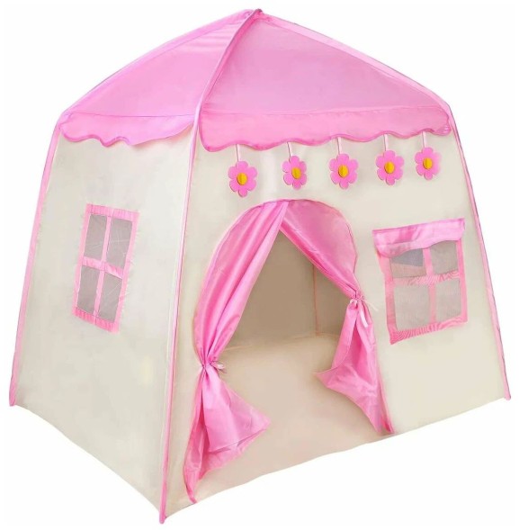 Детская игровая палатка "Домик с окошками", розовая