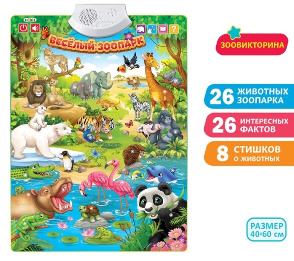 Говорящий электронный плакат «Весёлый зоопарк», звуковые эффекты