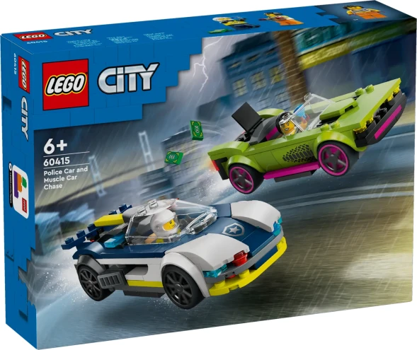 Конструктор LEGO City Погоня на полицейской машине и Маслкаре 60415