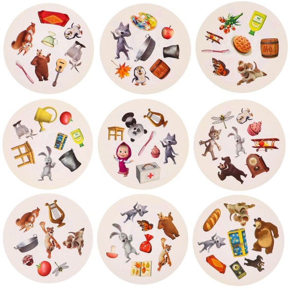 Карточная игра на скорость и реакцию &quot;Дуббль. Смотри-хватай&quot;, 55 карт, 5+, Маша и Медведь