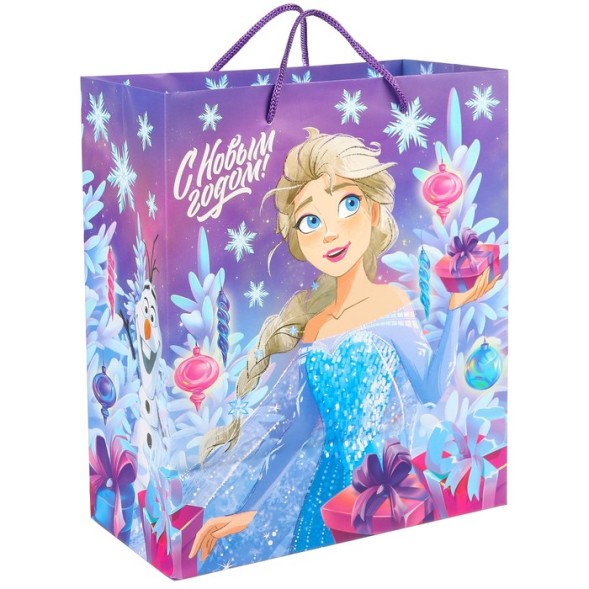 Пакет подарочный, 31х40х11,5 см, С днем рождения! Холодное сердце