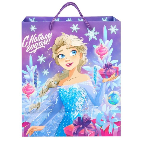 Пакет подарочный, 31х40х11,5 см, С днем рождения! Холодное сердце