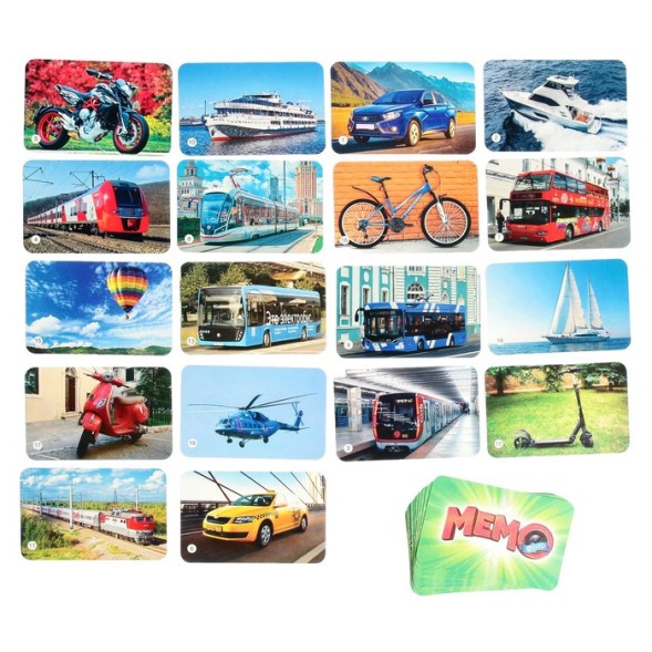 Настольная игра фото-мемо «Транспорт», 38 карточек