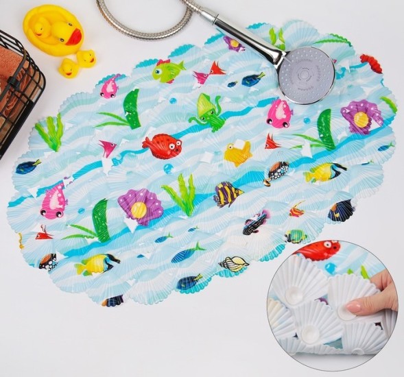 SPA-коврик для ванны на присосках Доляна «Морские жители», 38×63 см