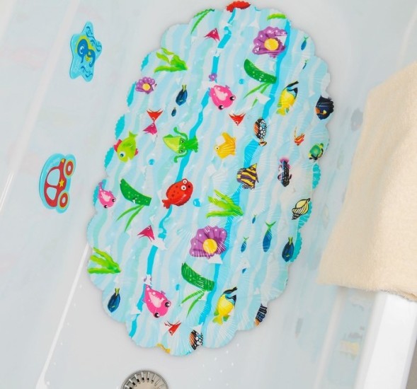 SPA-коврик для ванны на присосках Доляна «Морские жители», 38×63 см